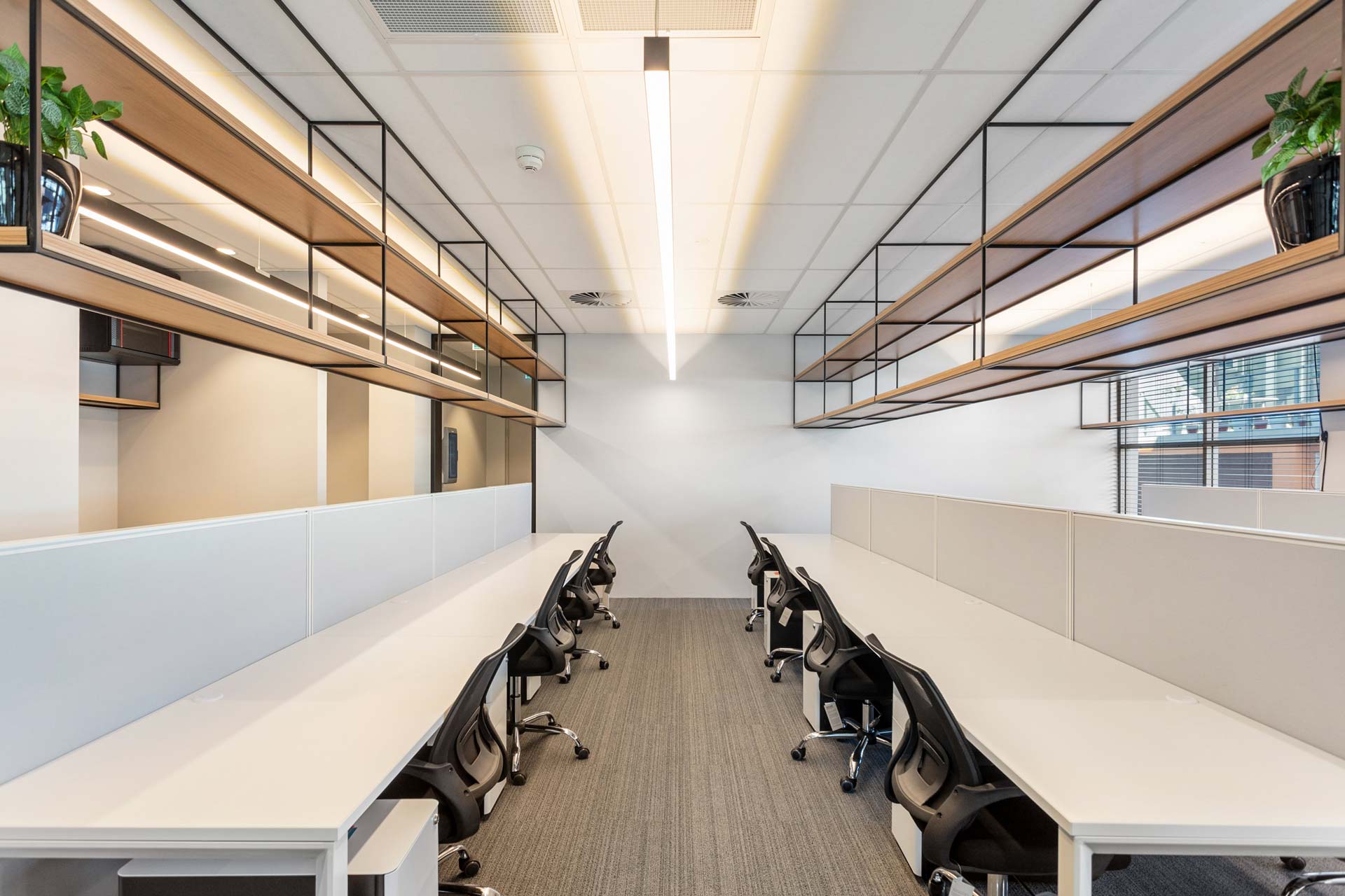 Desks and shelving in a Perth office
