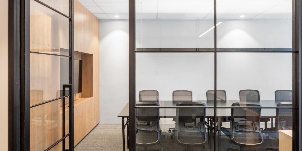 the boardroom of an office fitout project in Perth