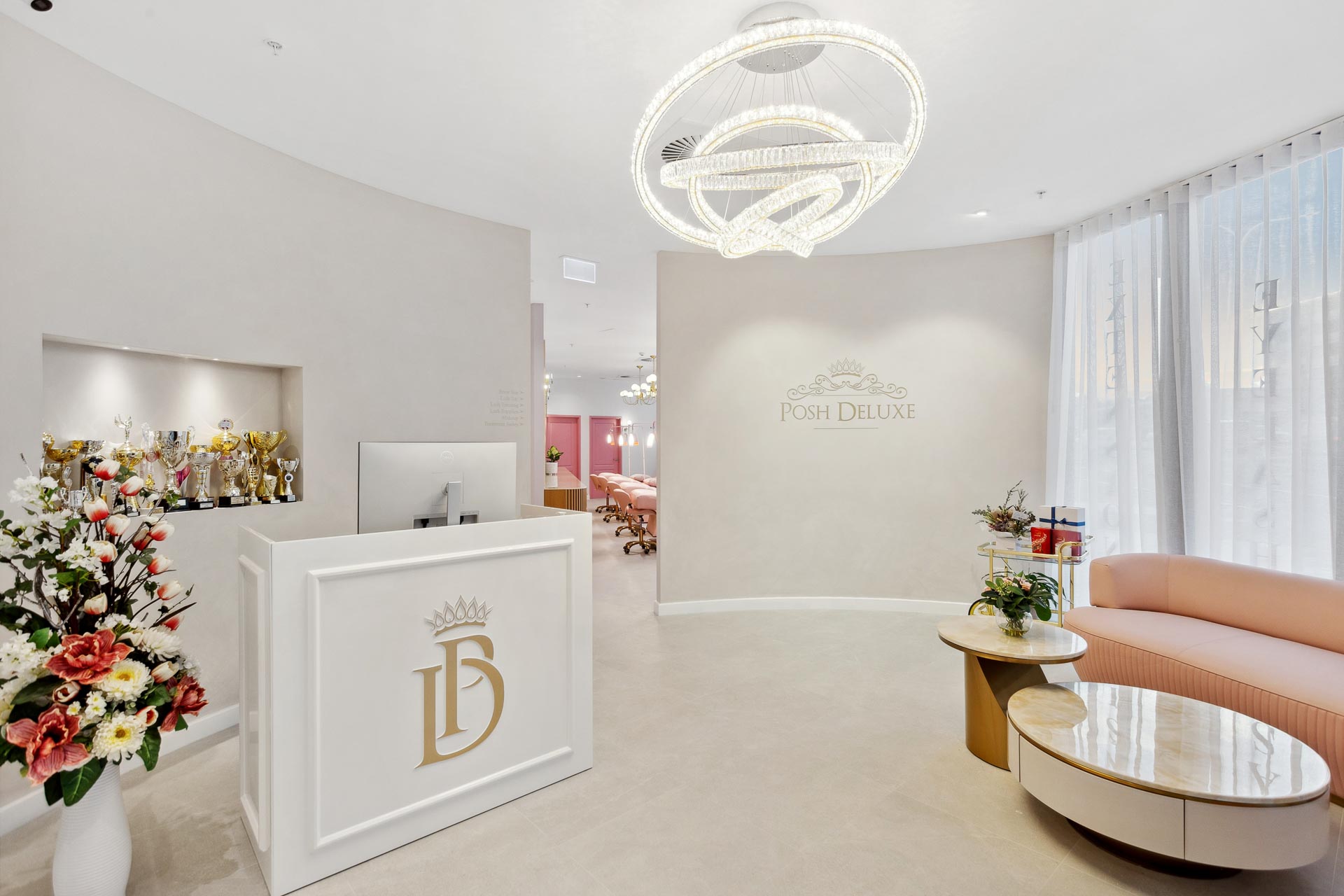 Luxury waiting room fiout of Posh Deluxe in Perth.